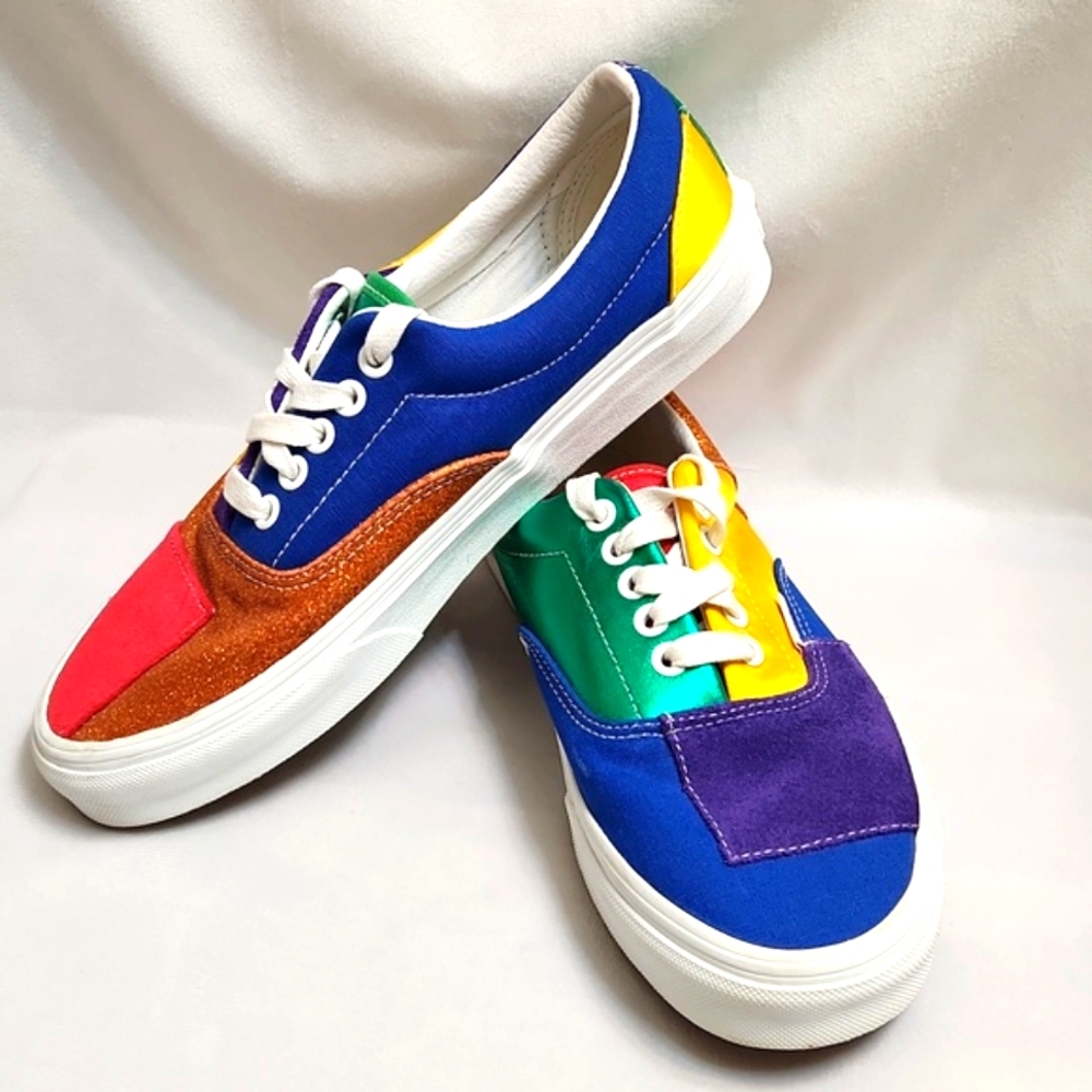 Vans Era Patchwork Suede Glitter Multicolor Low Lace-up Sneakers ( W Siize 8.5) - Picture 6 of 11
